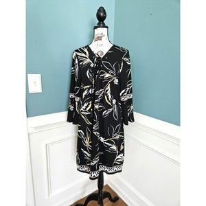 White House Black Market XL NWT NEW Black Floral Shift Dress
